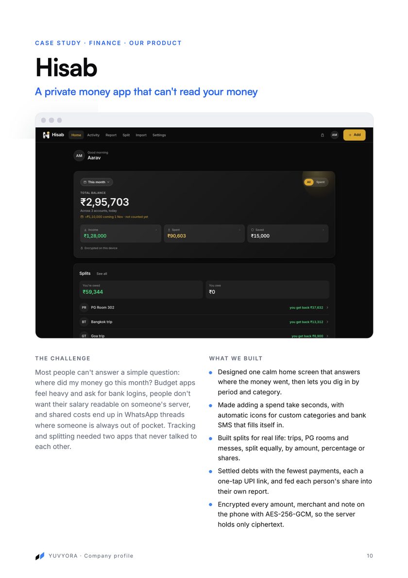 A case study page with app screens and results