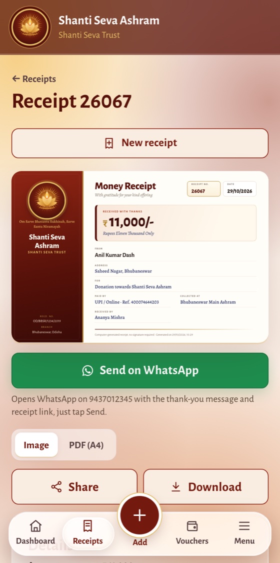 A receipt on a phone