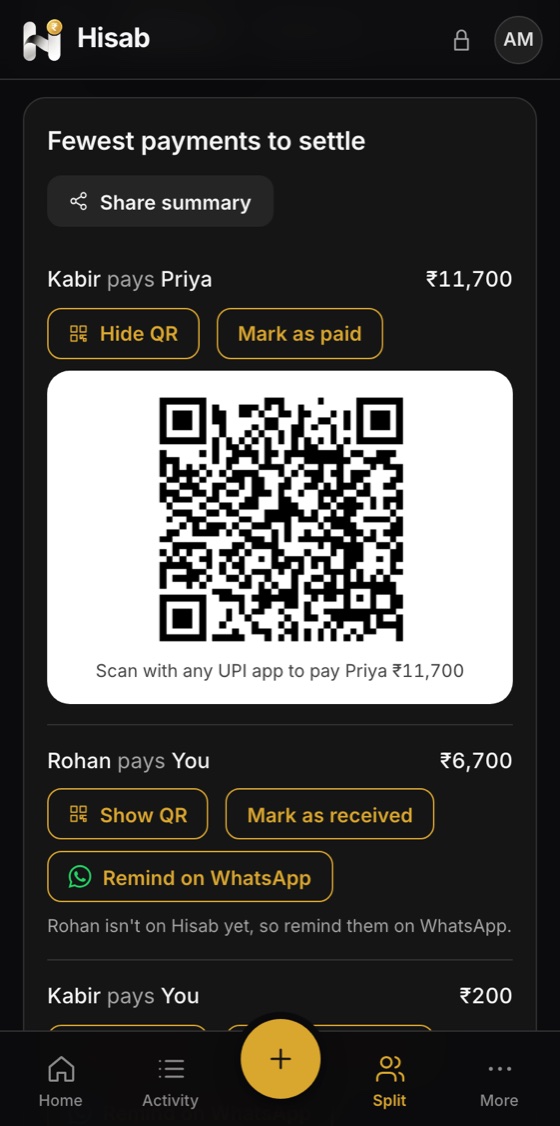 Hisab on a phone: Pay back by UPI link or QR code