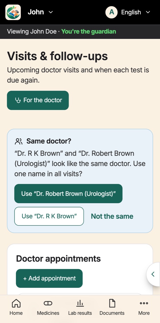 Jatna Parivar on a phone: Same doctor? Merging two spellings of one name